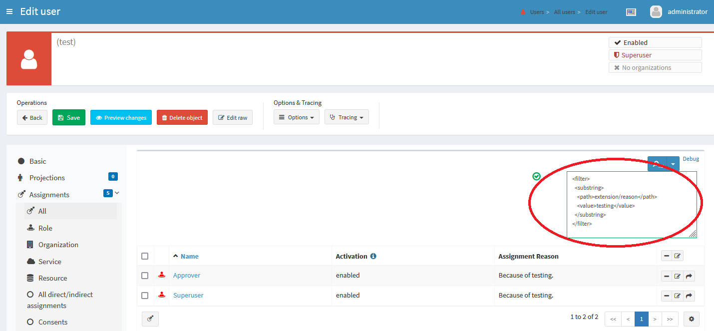 Extension search using XML