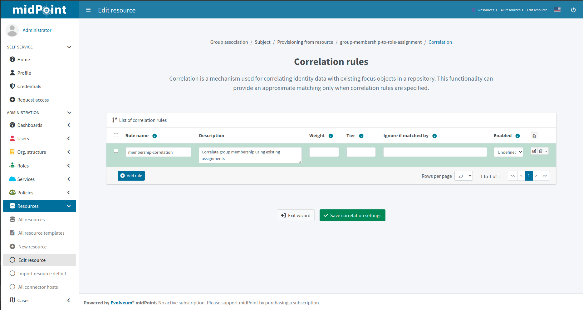 step 4 correlation rule table